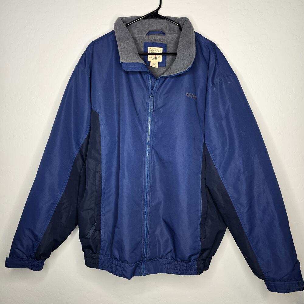 Red Head Brand Co Jacket Mens XLT Blue Fleece Lined Full Zip Windbreaker Coat